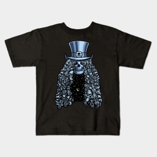 Long Hair Top Hat Skull of Rock Kids T-Shirt